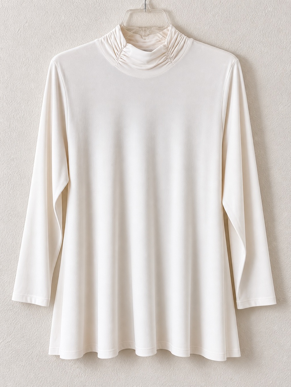 SUSAN GRAVER Modern Essentials Liquid Knit A-Line Tunic Top 2X Mock Neck Ivory - Picture 10 of 10